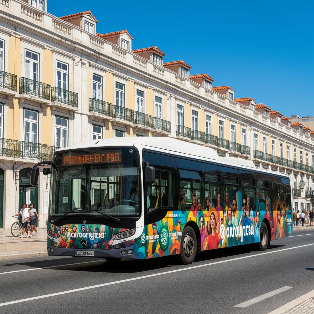Autocarro com publicidade exterior em Portugal